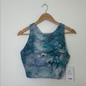 Athleta Blue Conscious Crop Top Sports Bra D-DD Cup Size XL NWT